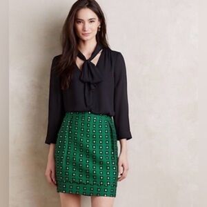 Anthropologie HD in Paris Women's Green Garden size 4 Christmas metallic quirky